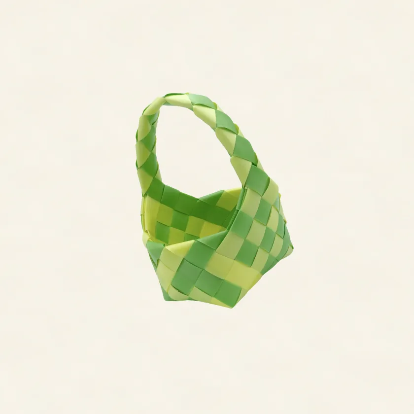 Prototype 2 | Pale Yellow × Lime Green | Desk Organizer | with Handle | Front-002 | PP Band Craft | Alaudae Japan