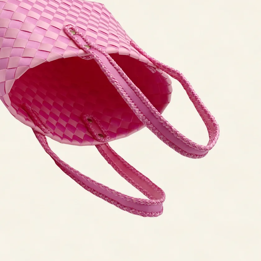 Prototype VIII | Light Coral Pink × Peach Blossom | Diamond Lattice 9-Cell | Stitched Handle | Side-Lay-043 | PP Band Craft | Alaudae Japan
