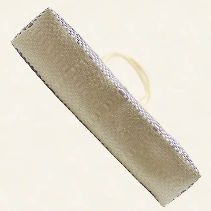 Prototype II | Ivory × Purple Gradation | Accordion Weave | Bottom-007 | PP Band Craft | Alaudae Japan