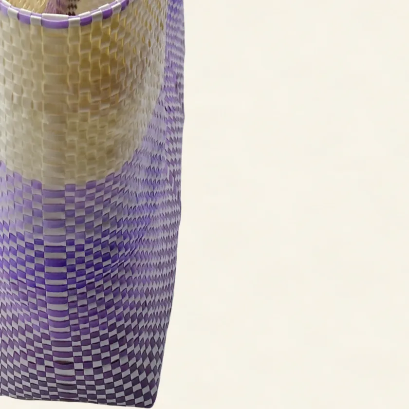 Prototype II | Ivory × Purple Gradation | Accordion Weave | Side-002 | PP Band Craft | Alaudae Japan