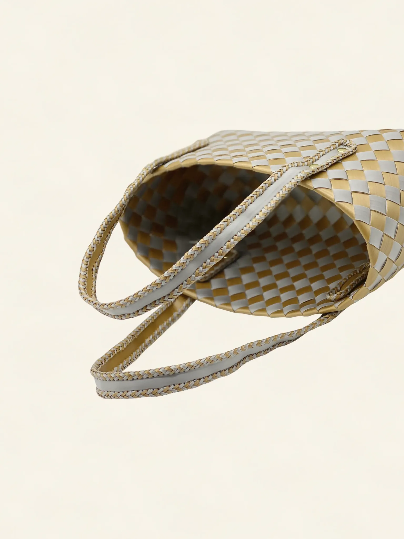 Forutuna Weave | 15mm | Golden Yellow × Silver Grey | Diamond Lattice 7-Cell | Side-Lay-019 | PP Band Craft | Alaudae Japan
