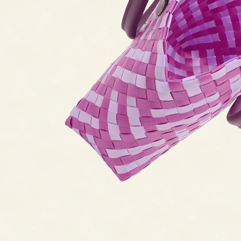 Prototype II | Wisteria Lavender × Peony Pink | Striped Square Lattice | Purple Handle | Side-002 | PP Band Craft | Alaudae Japan