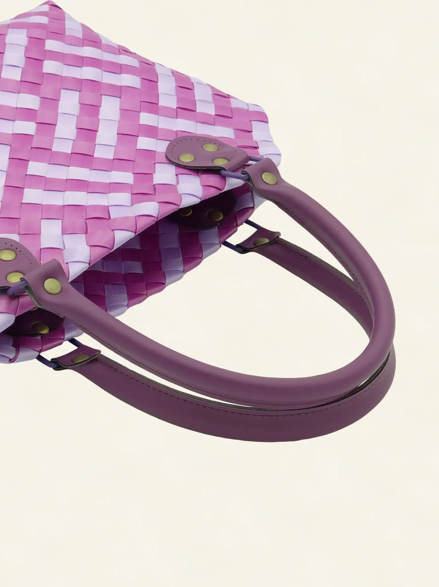 Prototype II | Wisteria Lavender × Peony Pink | Striped Square Lattice | Purple Handle | Side-Lay-007 | PP Band Craft | Alaudae Japan