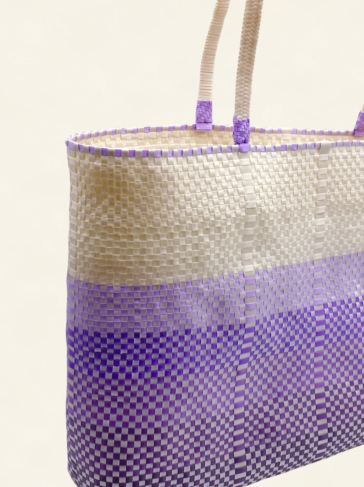 Prototype II | Ivory × Purple Gradation | Accordion Weave | Angle-003 | PP Band Craft | Alaudae Japan
