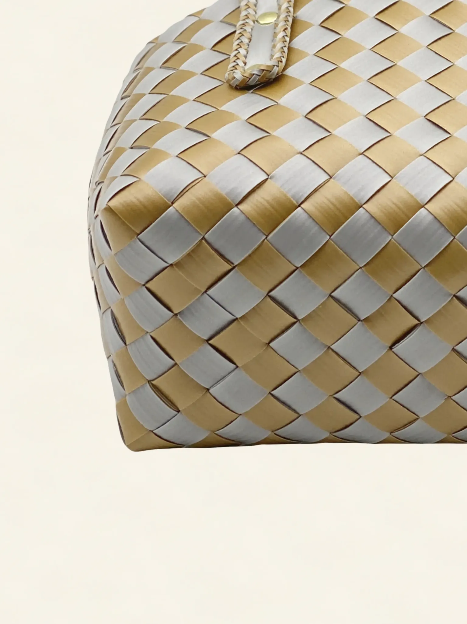 Forutuna Weave | 15mm | Golden Yellow × Silver Grey | Diamond Lattice 7-Cell | Bottom-014 | PP Band Craft | Alaudae Japan