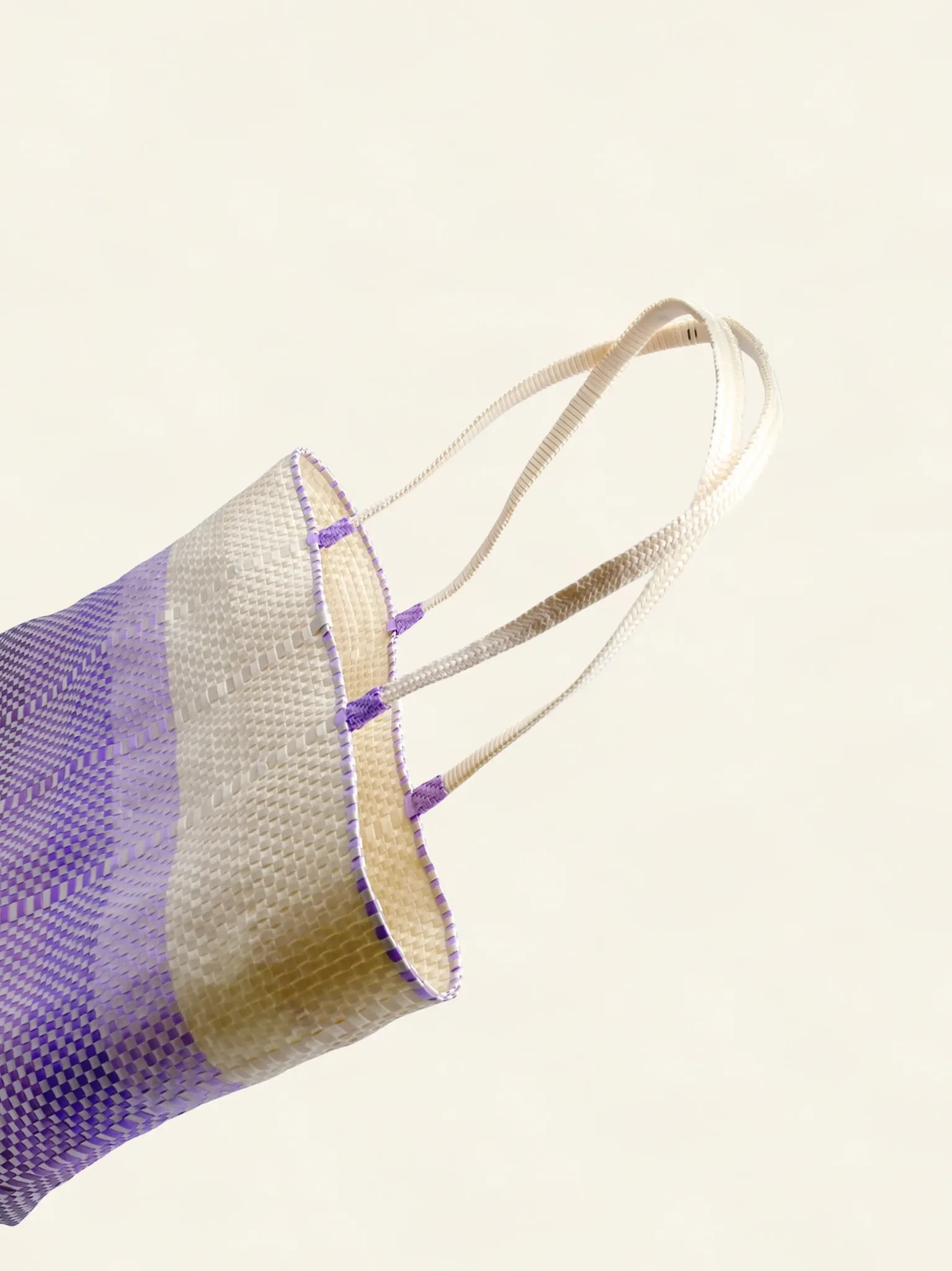 Prototype II | Ivory × Purple Gradation | Accordion Weave | Angle-004 | PP Band Craft | Alaudae Japan
