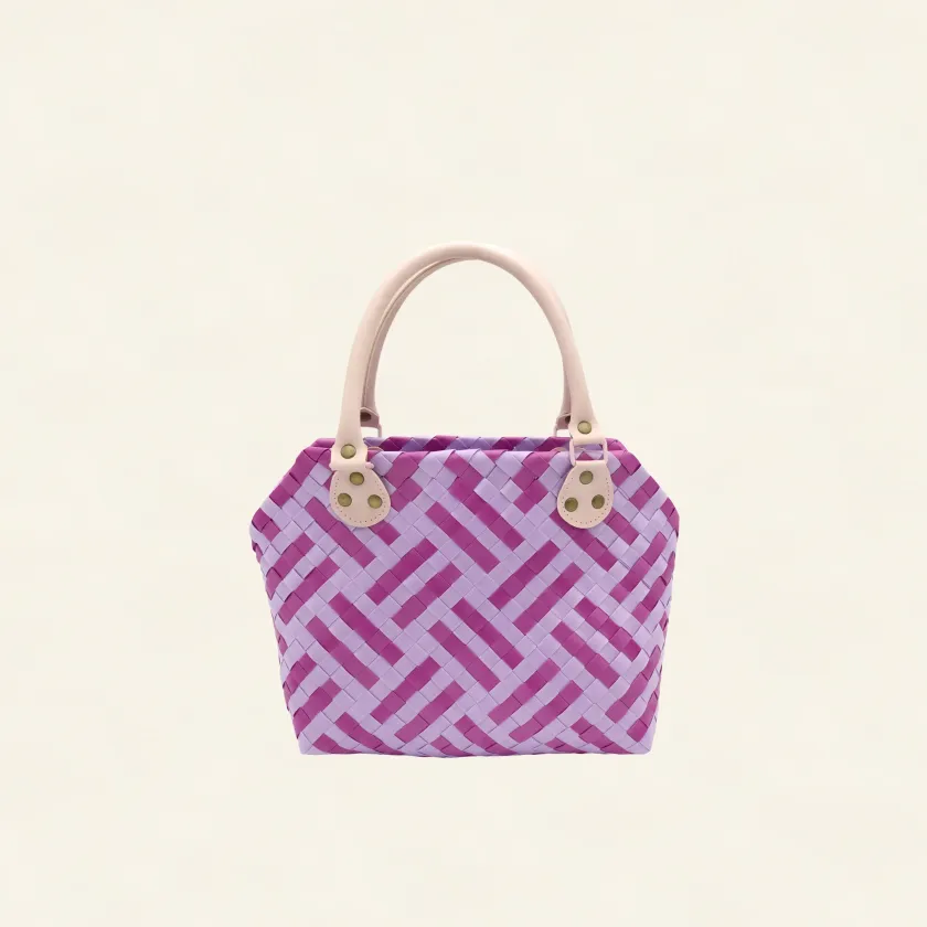 Prototype I | Wisteria Lavender × Peony Pink | Striped Square Lattice | Front-001 | PP Band Craft | Alaudae Japan
