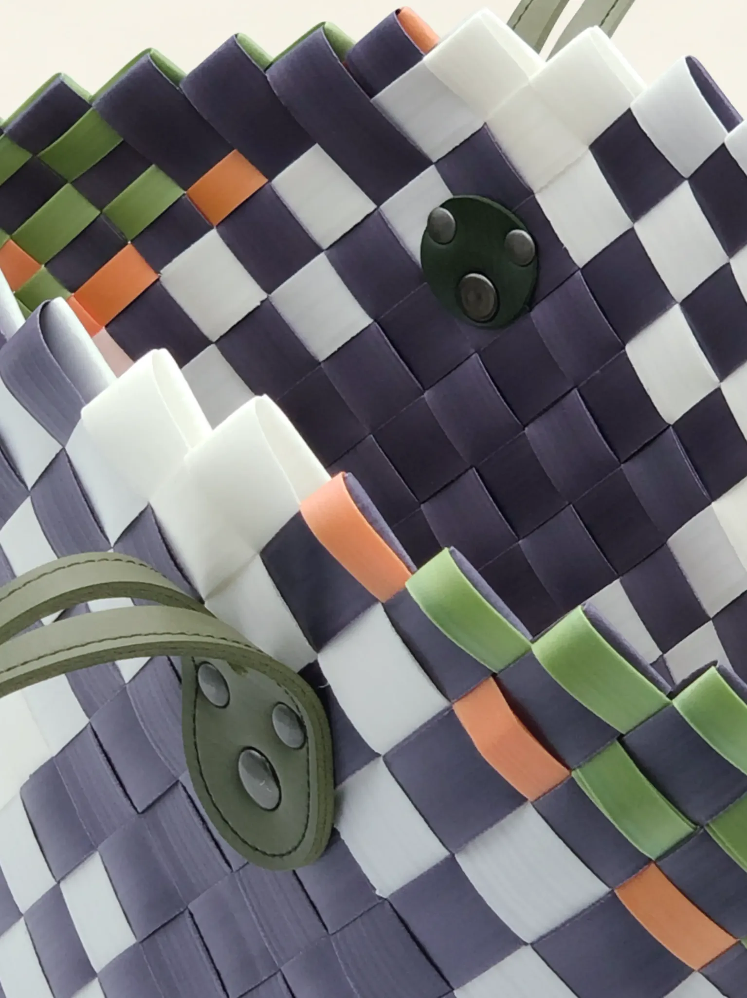 Prototype I | Indigo Grey × Pure White × Persimmon Orange × Pale Sage | Wide Mix | Center-006 | PP Band Craft | Alaudae Japan