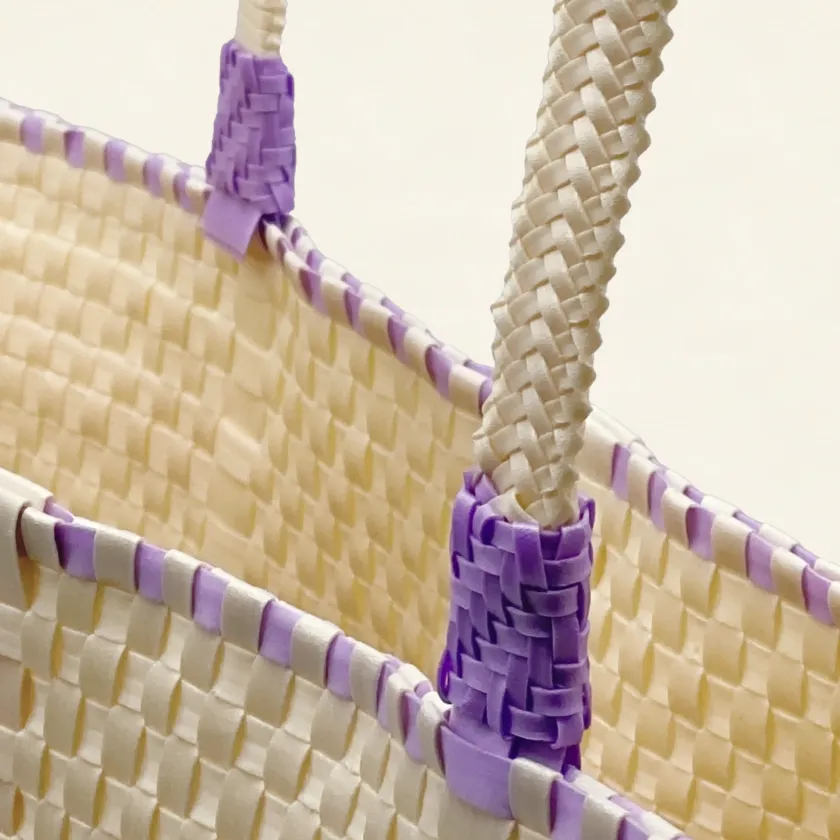 Prototype II | Ivory × Purple Gradation | Accordion Weave | Center-008 | PP Band Craft | Alaudae Japan