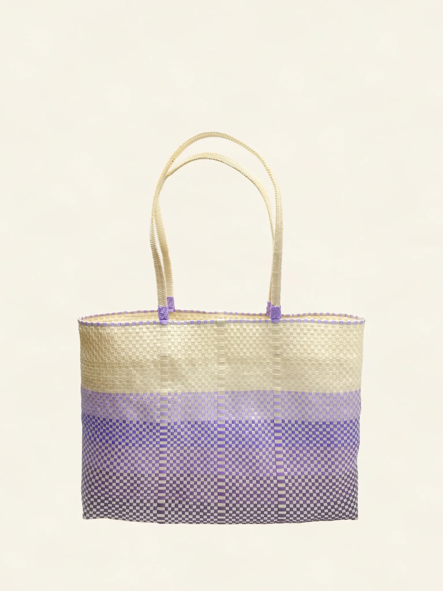 Prototype II | Ivory × Purple Gradation | Accordion Weave | Front-001 | PP Band Craft | Alaudae Japan