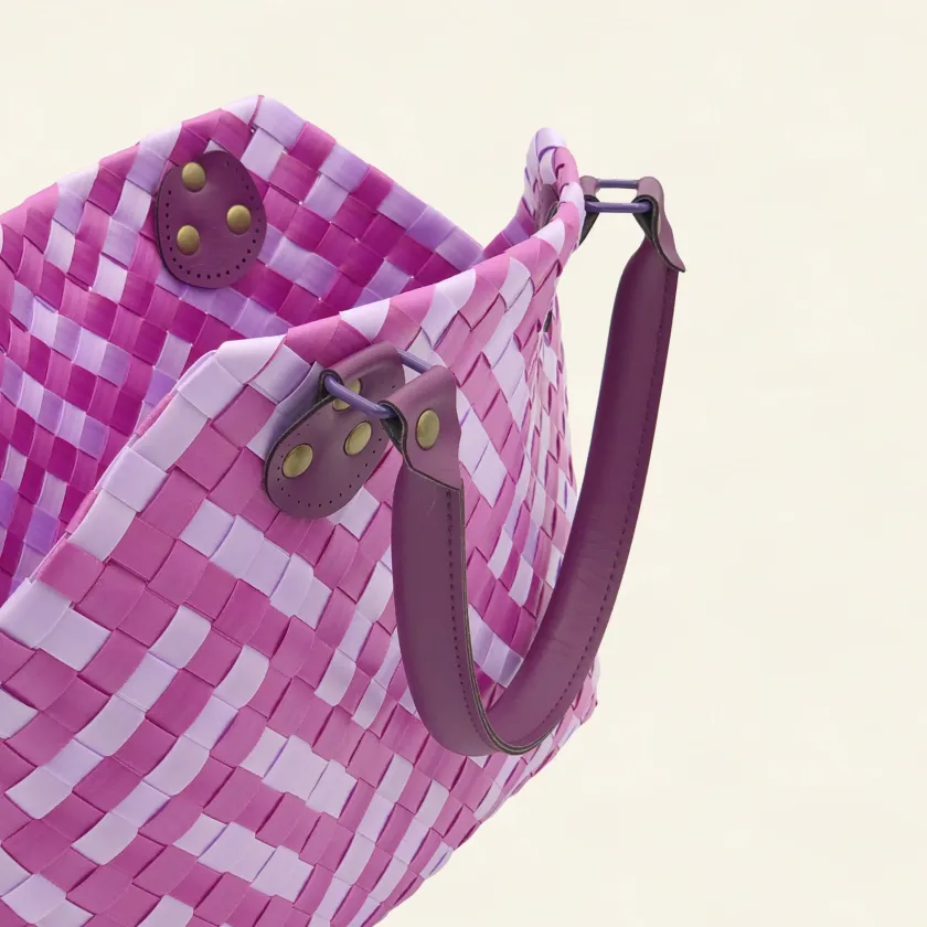 Prototype II | Wisteria Lavender × Peony Pink | Striped Square Lattice | Purple Handle | Angle-005 | PP Band Craft | Alaudae Japan