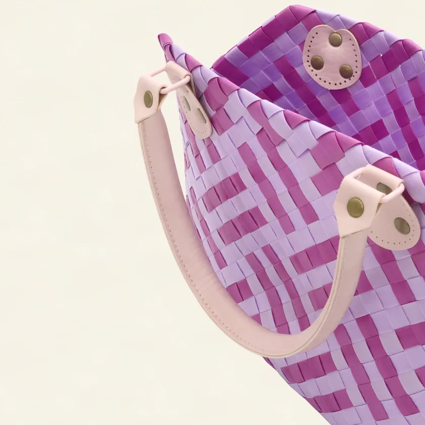 Prototype I | Wisteria Lavender × Peony Pink | Striped Square Lattice | Angle-004 | PP Band Craft | Alaudae Japan