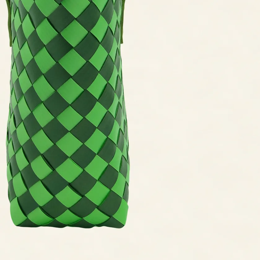 Prototype III | Mint Green × Dark Pine Green | Checkered Lattice | Genuine Leather Handle | Side-002 | PP Band Craft | Alaudae Japan