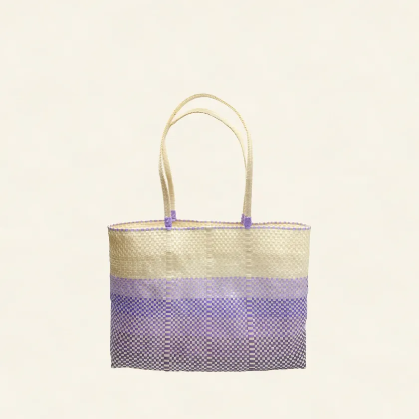 Prototype II | Ivory × Purple Gradation | Accordion Weave | Front-001 | PP Band Craft | Alaudae Japan